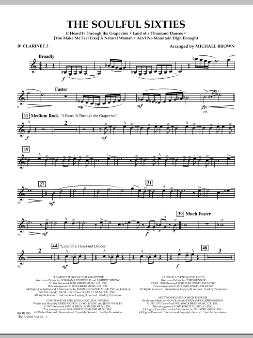 Michael Brown The Soulful Sixties - Bb Clarinet 3 sheet music notes and chords arranged for Concert Band