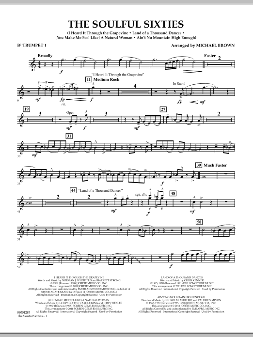 Michael Brown The Soulful Sixties - Bb Trumpet 1 sheet music notes and chords arranged for Concert Band