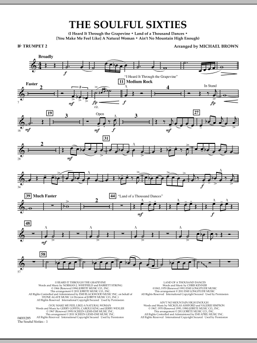 Michael Brown The Soulful Sixties - Bb Trumpet 2 sheet music notes and chords arranged for Concert Band