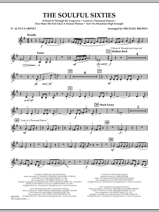 Michael Brown The Soulful Sixties - Eb Alto Clarinet sheet music notes and chords arranged for Concert Band
