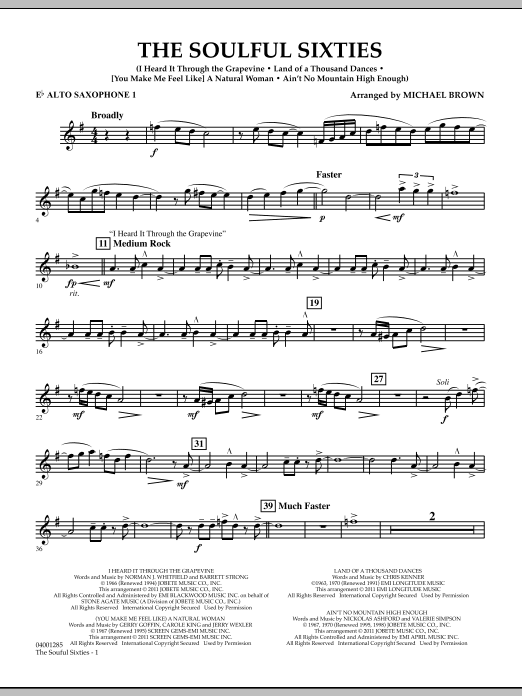 Michael Brown The Soulful Sixties - Eb Alto Saxophone 1 sheet music notes and chords arranged for Concert Band