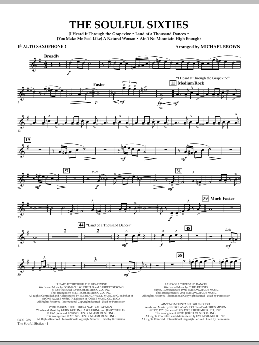 Michael Brown The Soulful Sixties - Eb Alto Saxophone 2 sheet music notes and chords arranged for Concert Band