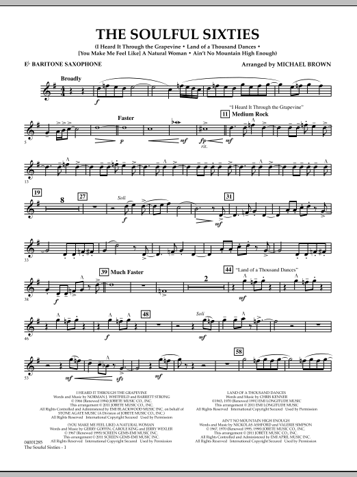 Michael Brown The Soulful Sixties - Eb Baritone Saxophone sheet music notes and chords arranged for Concert Band