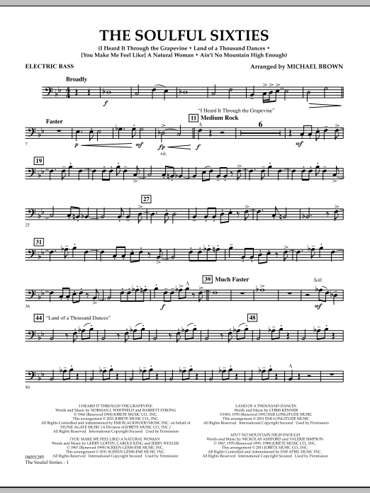 Michael Brown The Soulful Sixties - Electric Bass sheet music notes and chords arranged for Concert Band