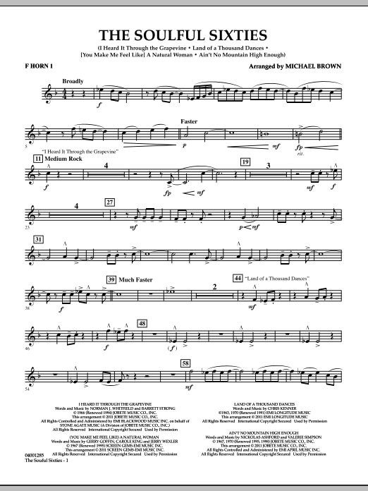 Michael Brown The Soulful Sixties - F Horn 1 sheet music notes and chords arranged for Concert Band