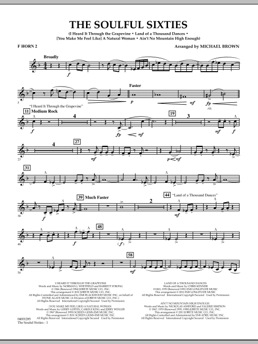 Michael Brown The Soulful Sixties - F Horn 2 sheet music notes and chords arranged for Concert Band