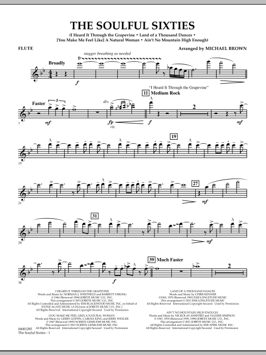 Michael Brown The Soulful Sixties - Flute sheet music notes and chords arranged for Concert Band