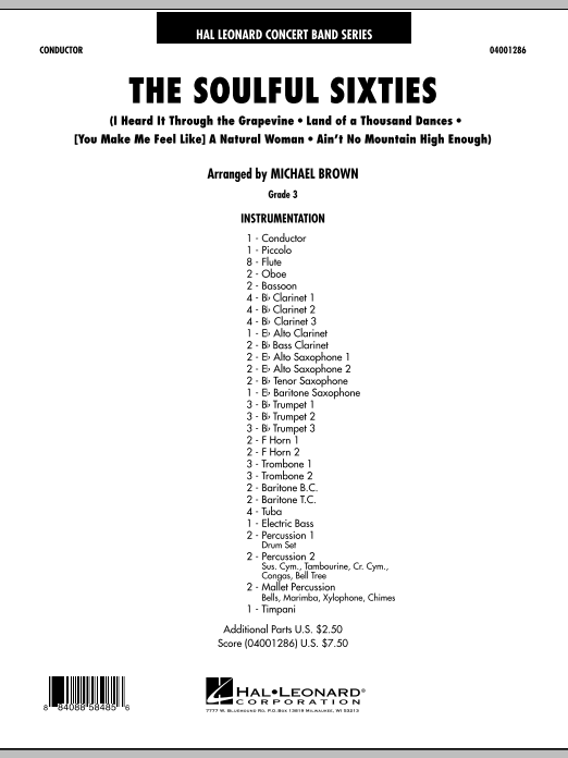 Michael Brown The Soulful Sixties - Full Score sheet music notes and chords arranged for Concert Band