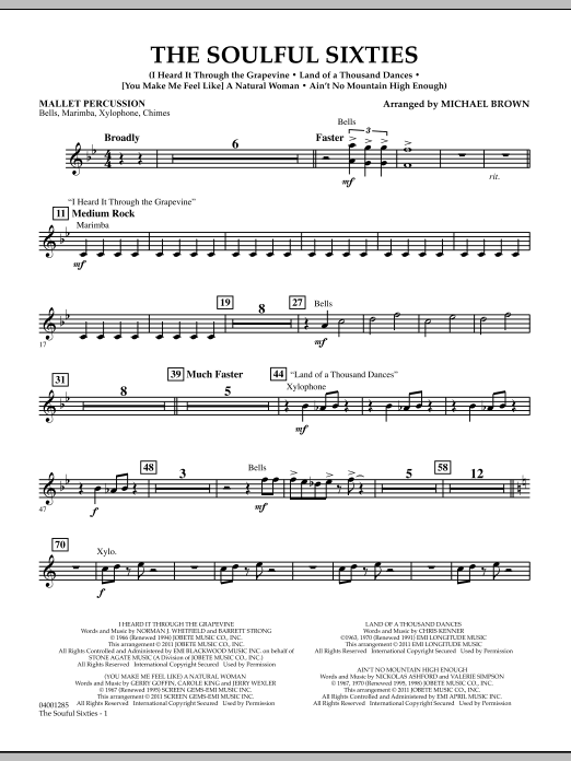Michael Brown The Soulful Sixties - Mallet Percussion sheet music notes and chords arranged for Concert Band