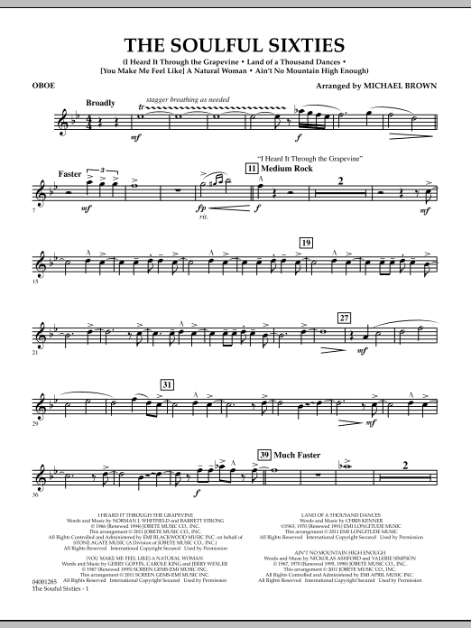 Michael Brown The Soulful Sixties - Oboe sheet music notes and chords arranged for Concert Band