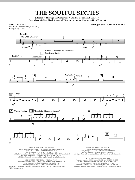 Michael Brown The Soulful Sixties - Percussion 2 sheet music notes and chords arranged for Concert Band