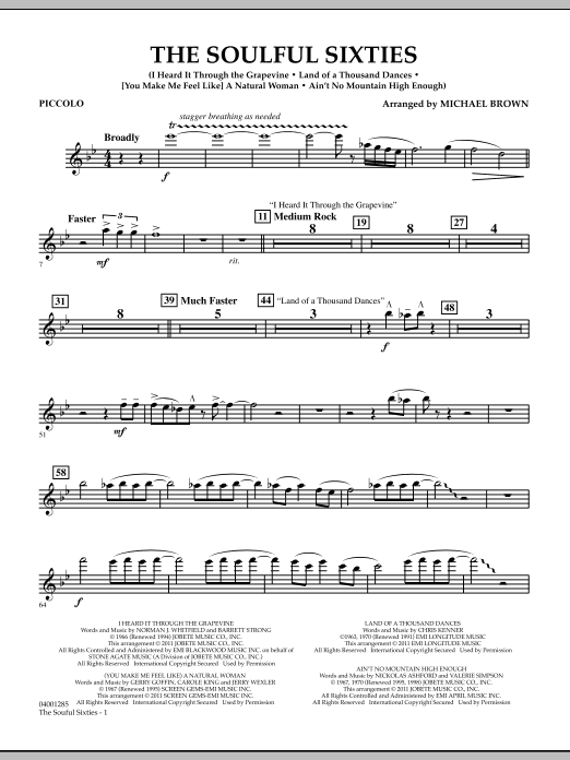Michael Brown The Soulful Sixties - Piccolo sheet music notes and chords arranged for Concert Band