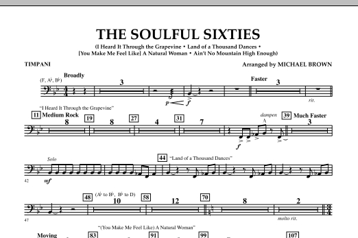 Michael Brown The Soulful Sixties - Timpani sheet music notes and chords arranged for Concert Band