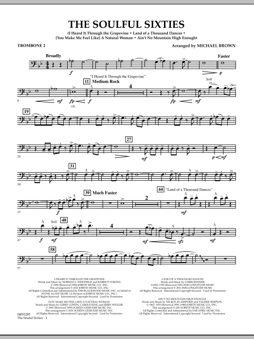 Michael Brown The Soulful Sixties - Trombone 2 sheet music notes and chords arranged for Concert Band