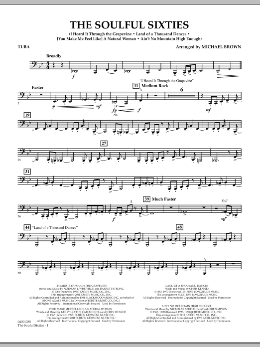 Michael Brown The Soulful Sixties - Tuba sheet music notes and chords arranged for Concert Band