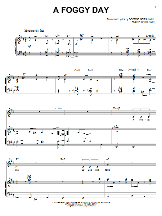 Michael Buble A Foggy Day (In London Town) sheet music notes and chords arranged for Piano, Vocal & Guitar Chords (Right-Hand Melody)