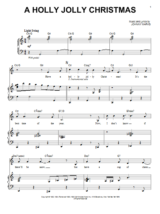 Michael Buble A Holly Jolly Christmas sheet music notes and chords arranged for Pro Vocal