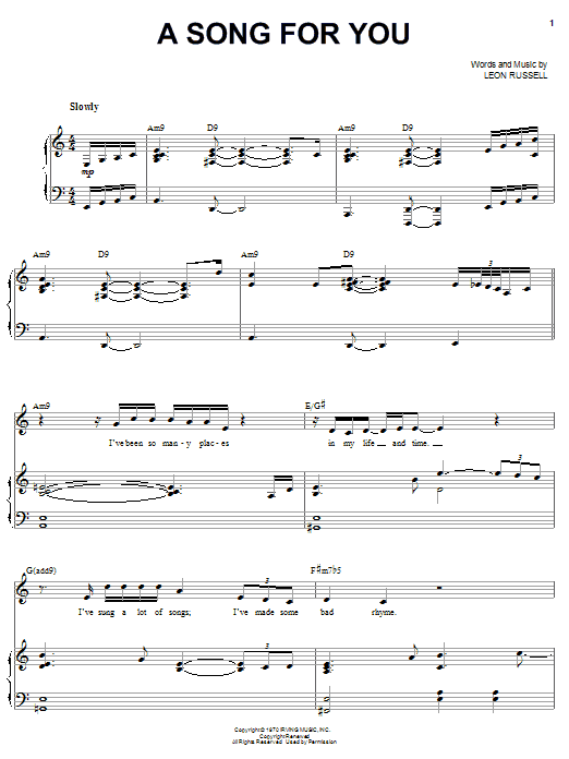 Michael Bublé A Song For You sheet music notes and chords arranged for Piano, Vocal & Guitar Chords