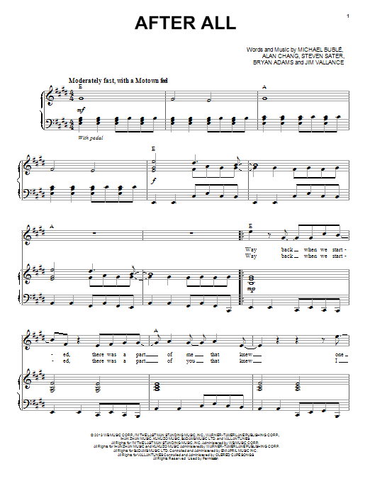 Michael Buble After All sheet music notes and chords arranged for Piano, Vocal & Guitar Chords (Right-Hand Melody)