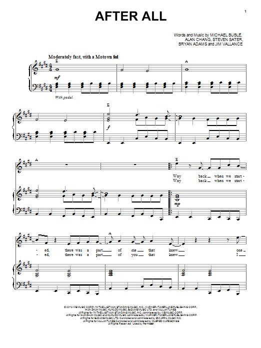 Michael Buble After All sheet music notes and chords arranged for Piano & Vocal