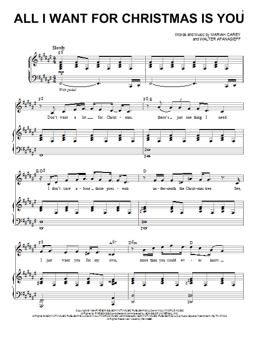 Michael Bublé All I Want For Christmas Is You sheet music notes and chords arranged for Piano & Vocal