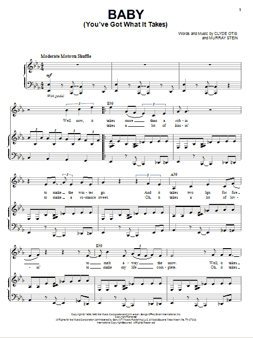 Michael Buble Baby (You've Got What It Takes) sheet music notes and chords arranged for Piano & Vocal