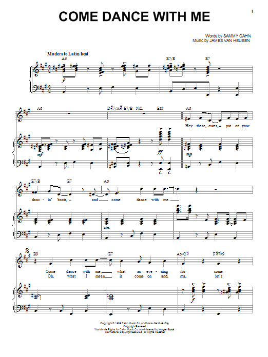 Michael Buble Come Dance With Me sheet music notes and chords arranged for Piano, Vocal & Guitar Chords