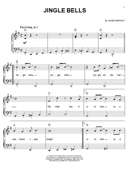 Michael Buble Jingle Bells (feat. the Puppini Sisters) sheet music notes and chords arranged for Easy Piano