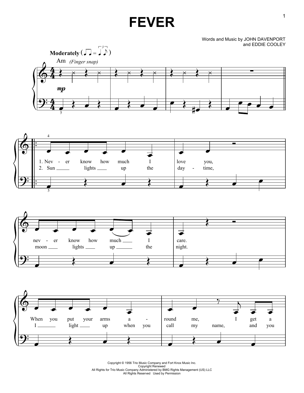 Michael Buble Fever sheet music notes and chords arranged for Easy Piano