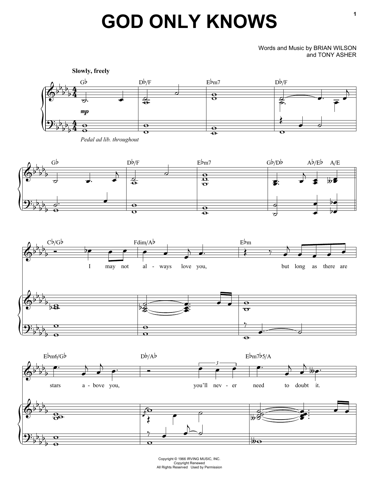 Michael Bublé God Only Knows sheet music notes and chords arranged for Piano & Vocal