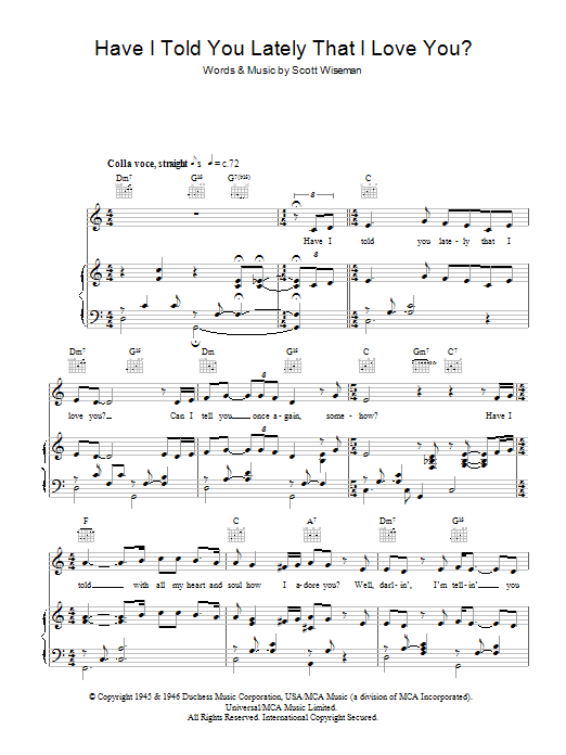 Michael Buble Have I Told You Lately That I Love You? sheet music notes and chords arranged for Piano, Vocal & Guitar Chords