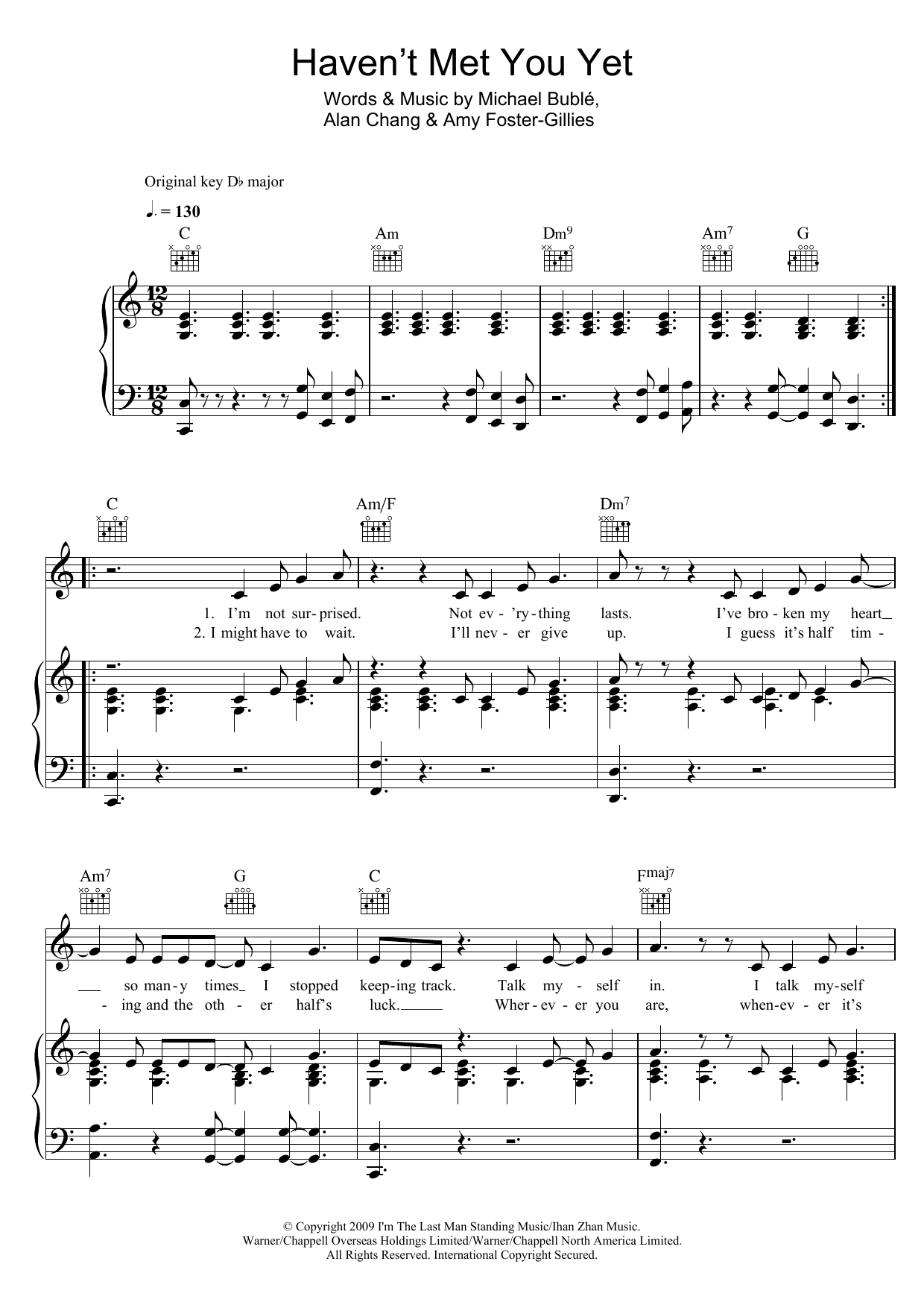 Michael Buble Haven't Met You Yet sheet music notes and chords arranged for Guitar Chords/Lyrics