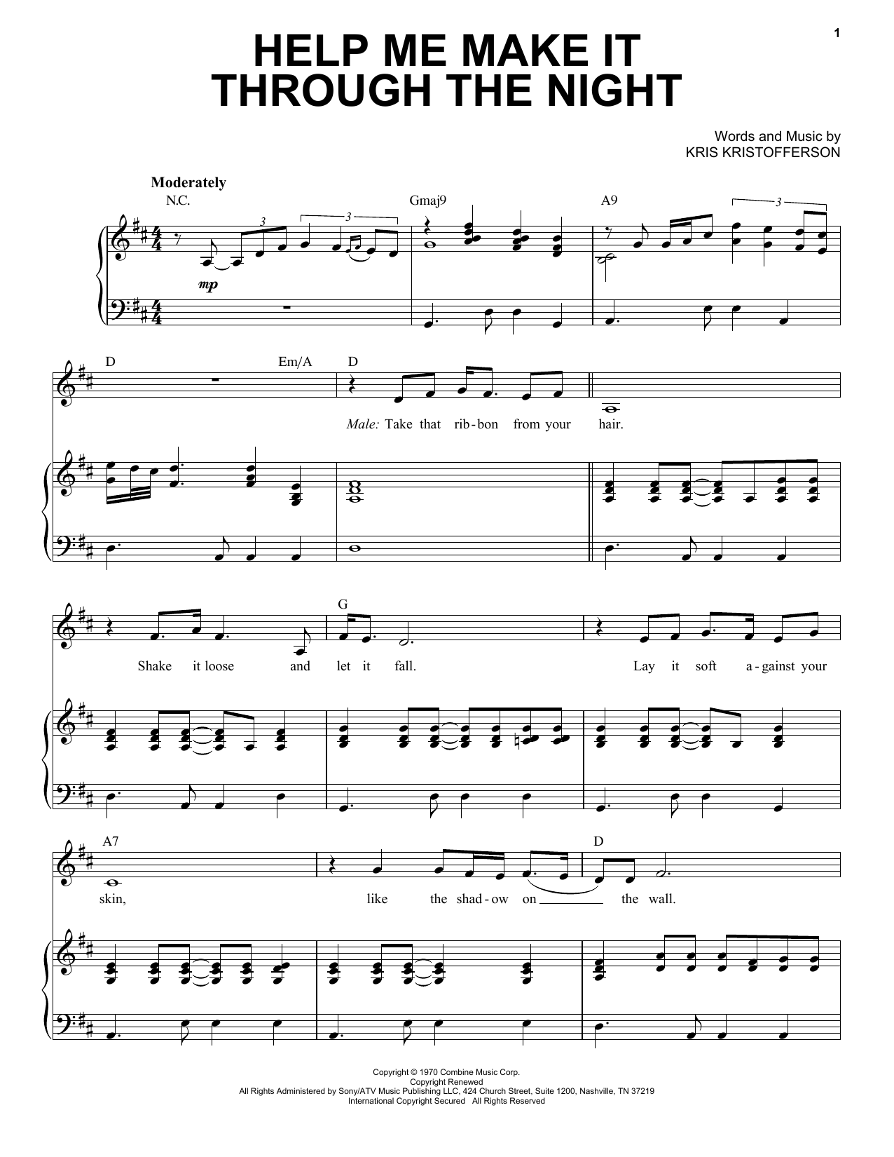 Michael Bublé Help Me Make It Through the Night (feat. Loren Allred) sheet music notes and chords arranged for Piano & Vocal