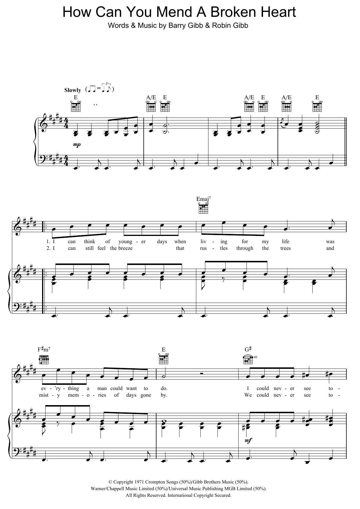 Michael Bublé How Can You Mend A Broken Heart sheet music notes and chords arranged for Piano, Vocal & Guitar Chords
