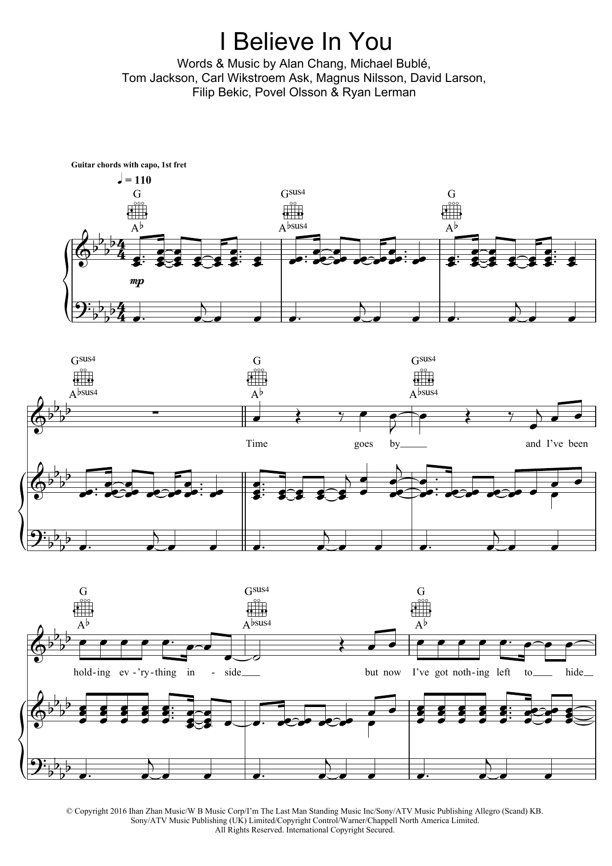 Michael Bublé I Believe In You sheet music notes and chords arranged for Piano, Vocal & Guitar Chords