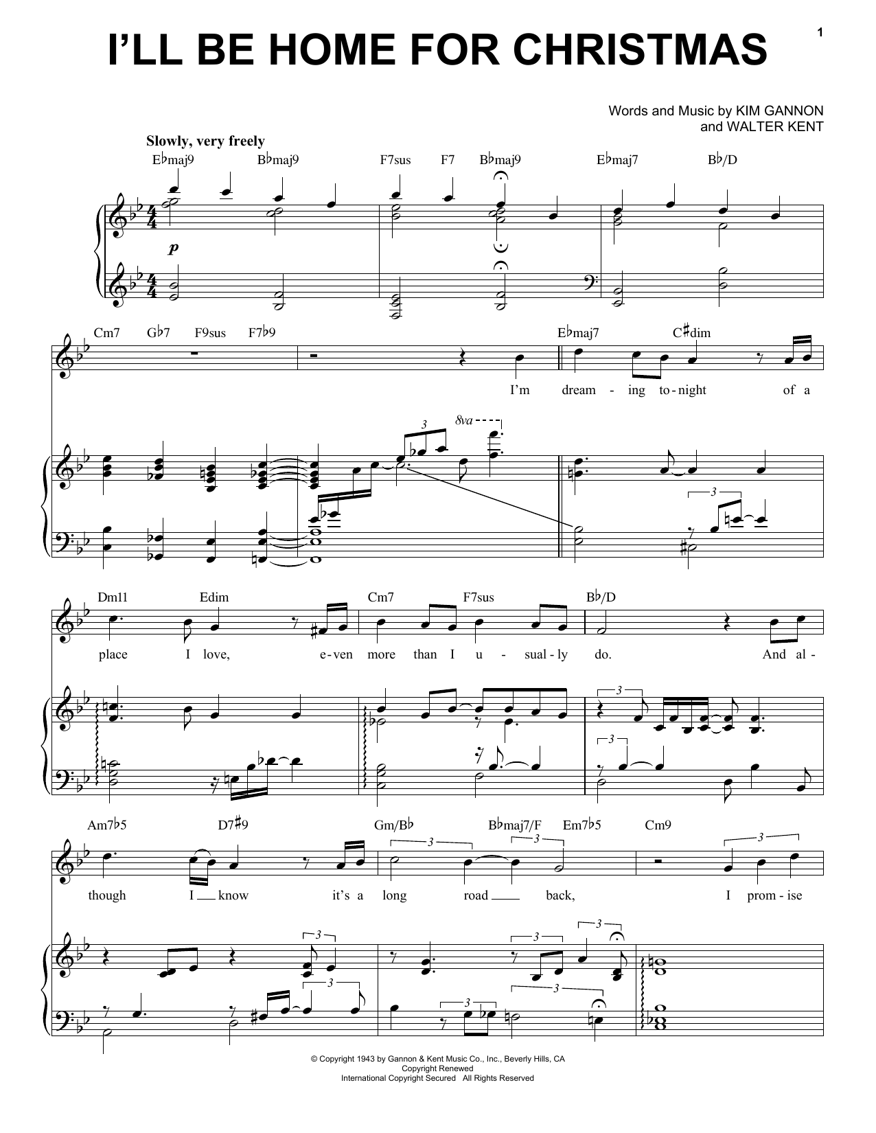 Michael Buble I'll Be Home For Christmas sheet music notes and chords arranged for Piano & Vocal