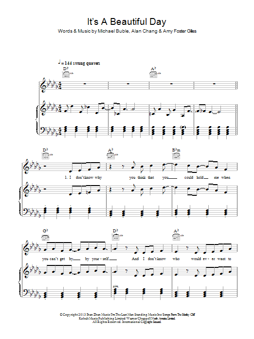Michael Buble It's A Beautiful Day (Big Band Version - Swing Mix) sheet music notes and chords arranged for Piano, Vocal & Guitar Chords (Right-Hand Melody)