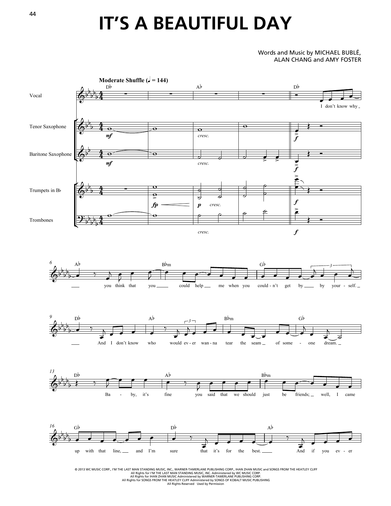Michael Bublé It's A Beautiful Day (Horn Section) sheet music notes and chords arranged for Transcribed Score