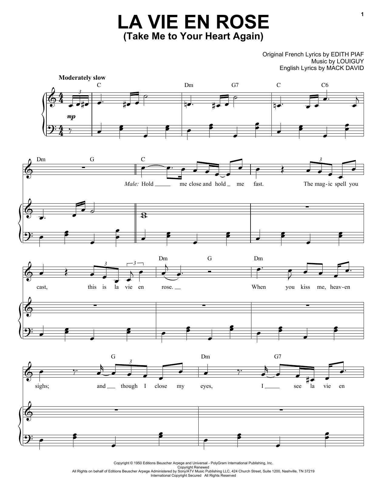 Michael Bublé La vie en rose (feat. Cécile McLorin Salvant) sheet music notes and chords arranged for Piano & Vocal