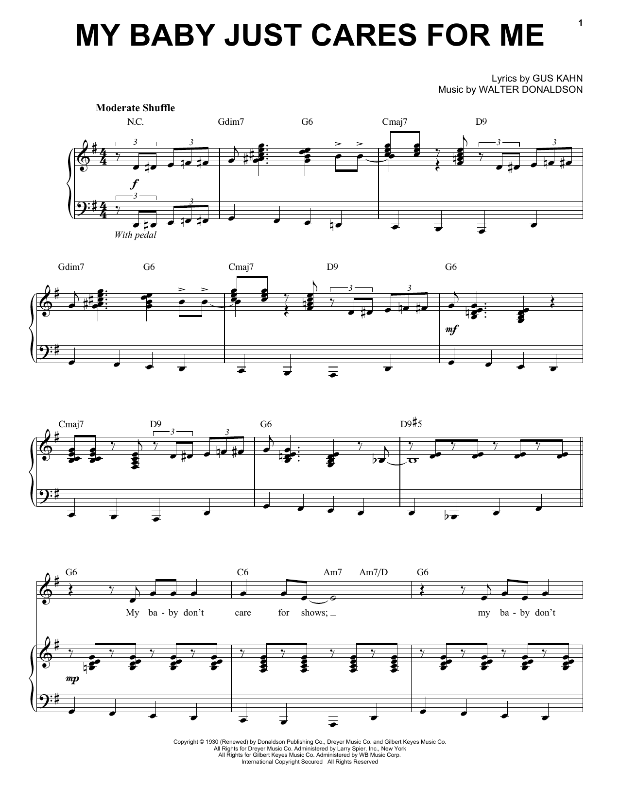 Michael Bublé My Baby Just Cares For Me sheet music notes and chords arranged for Piano & Vocal