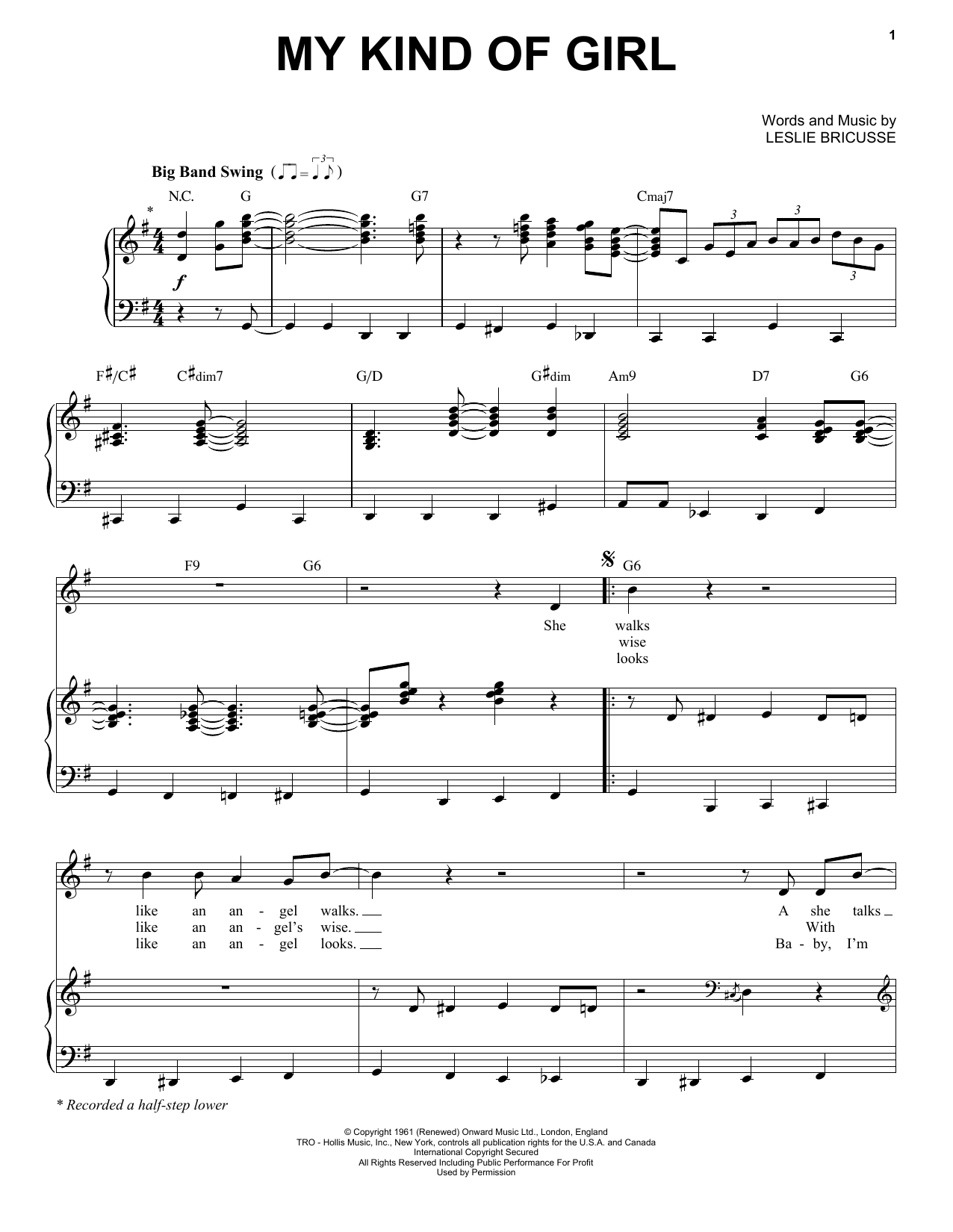 Michael Bublé My Kind Of Girl sheet music notes and chords arranged for Piano & Vocal