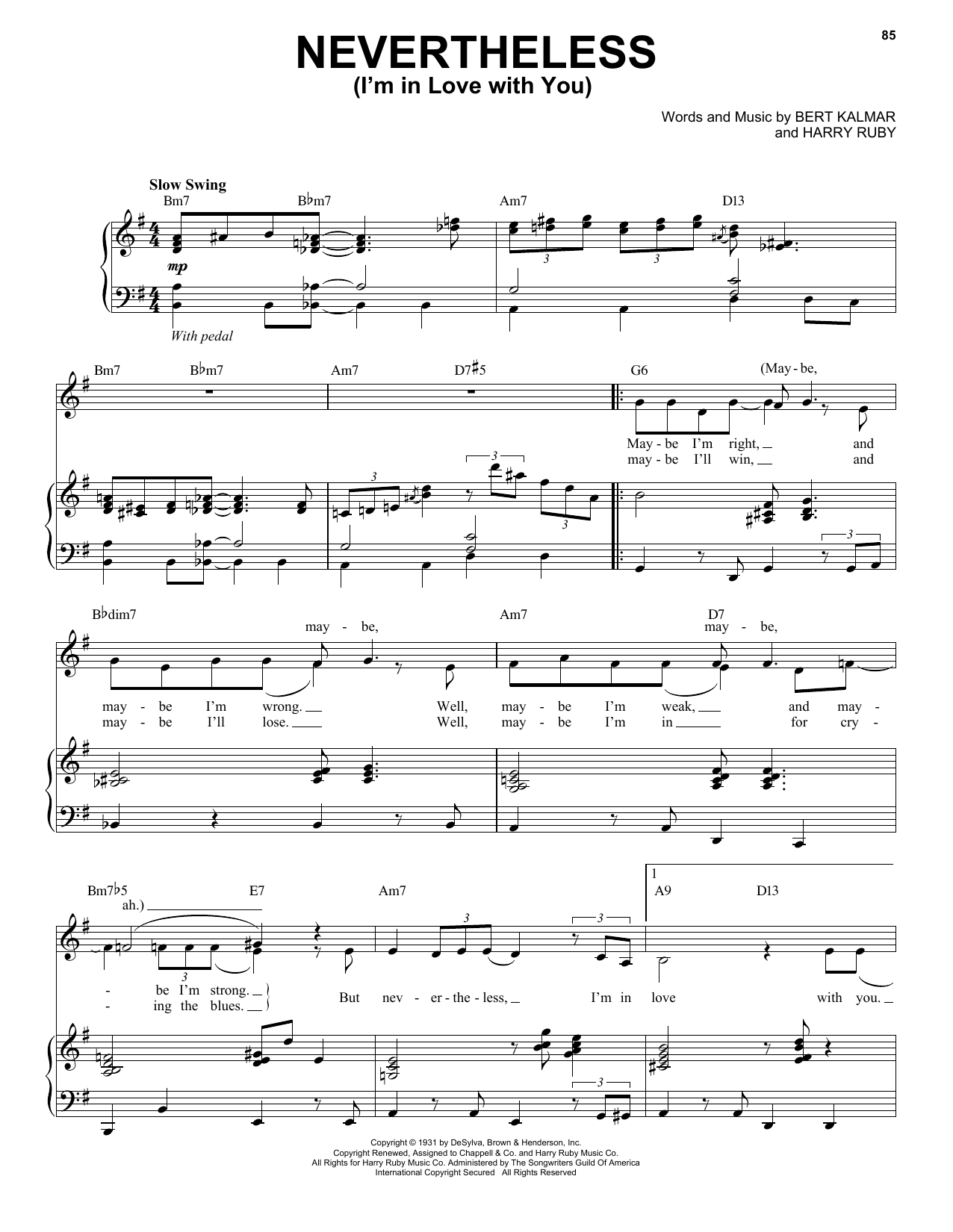 Michael Bublé Nevertheless (I'm In Love With You) sheet music notes and chords arranged for Piano, Vocal & Guitar Chords