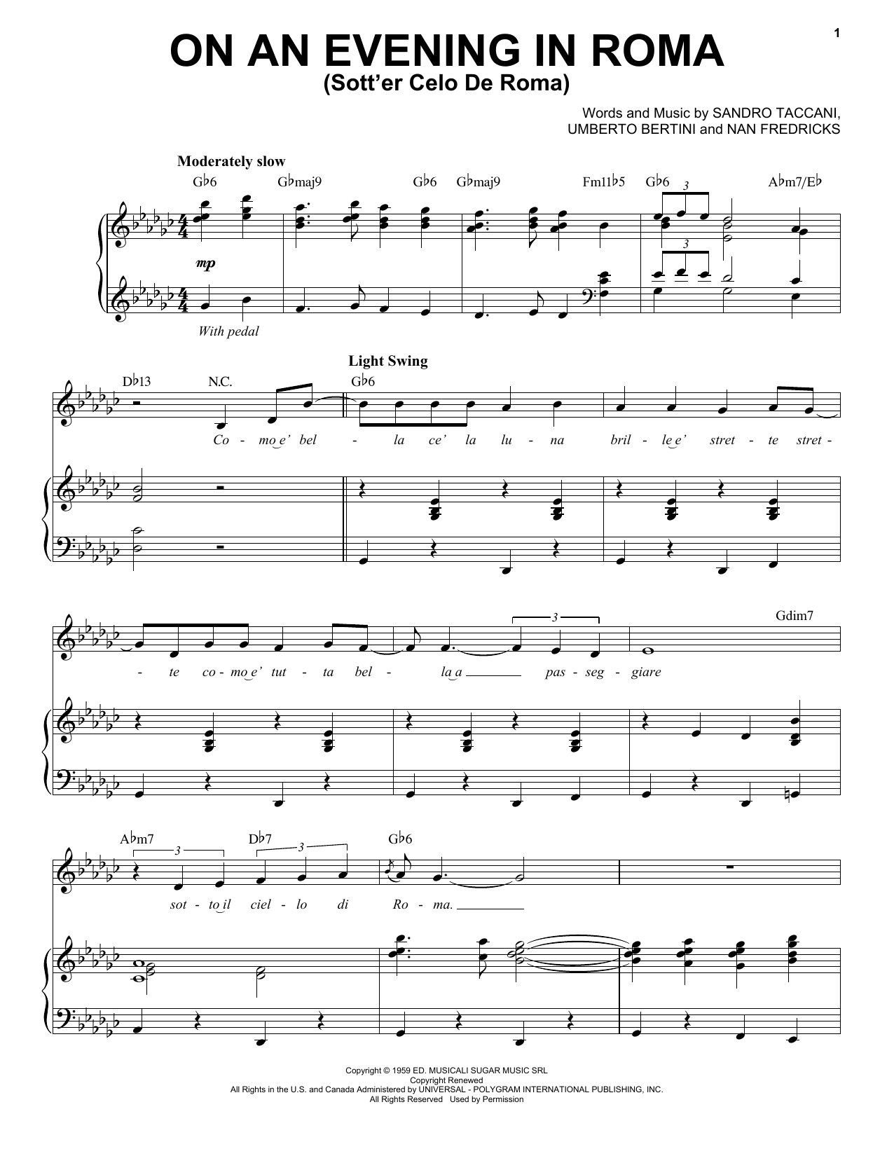 Michael Bublé On An Evening In Roma (Sotter Celo De Roma) sheet music notes and chords arranged for Piano & Vocal