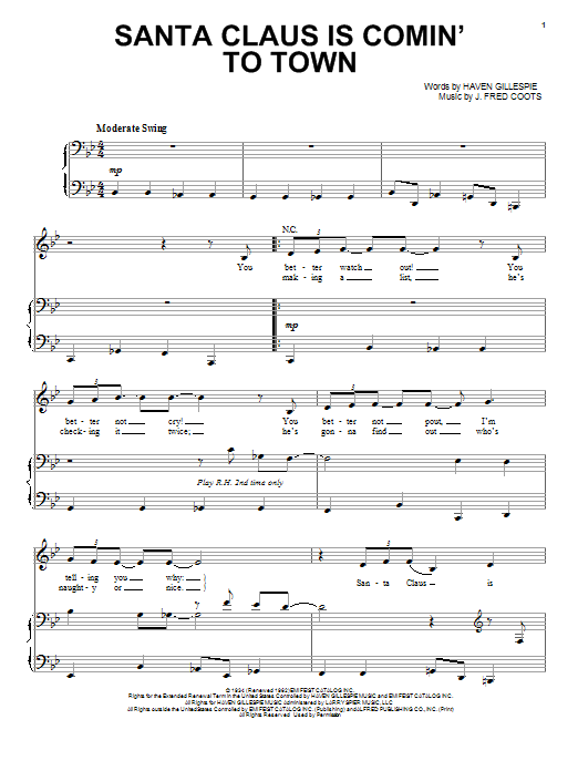 Michael Bublé Santa Claus Is Comin' To Town sheet music notes and chords arranged for Pro Vocal