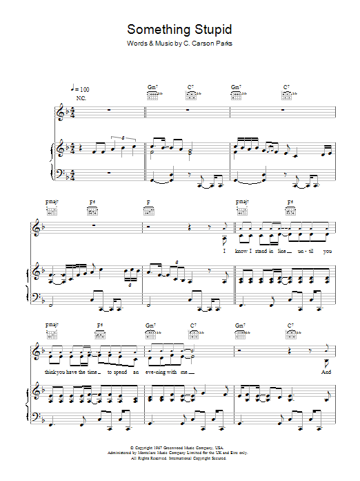 Michael Buble Somethin' Stupid sheet music notes and chords arranged for Piano, Vocal & Guitar Chords