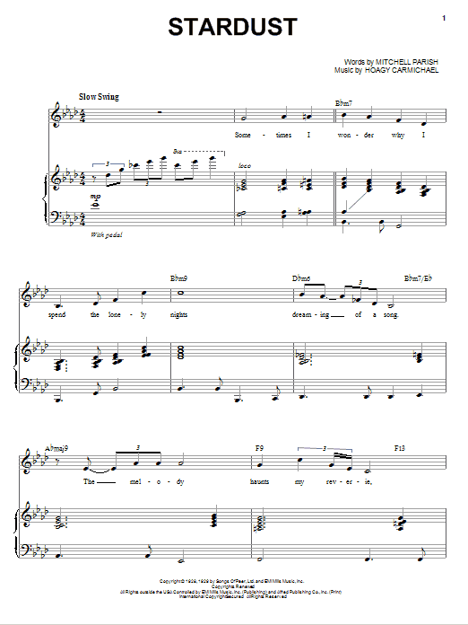 Michael Buble Stardust sheet music notes and chords arranged for Piano & Vocal