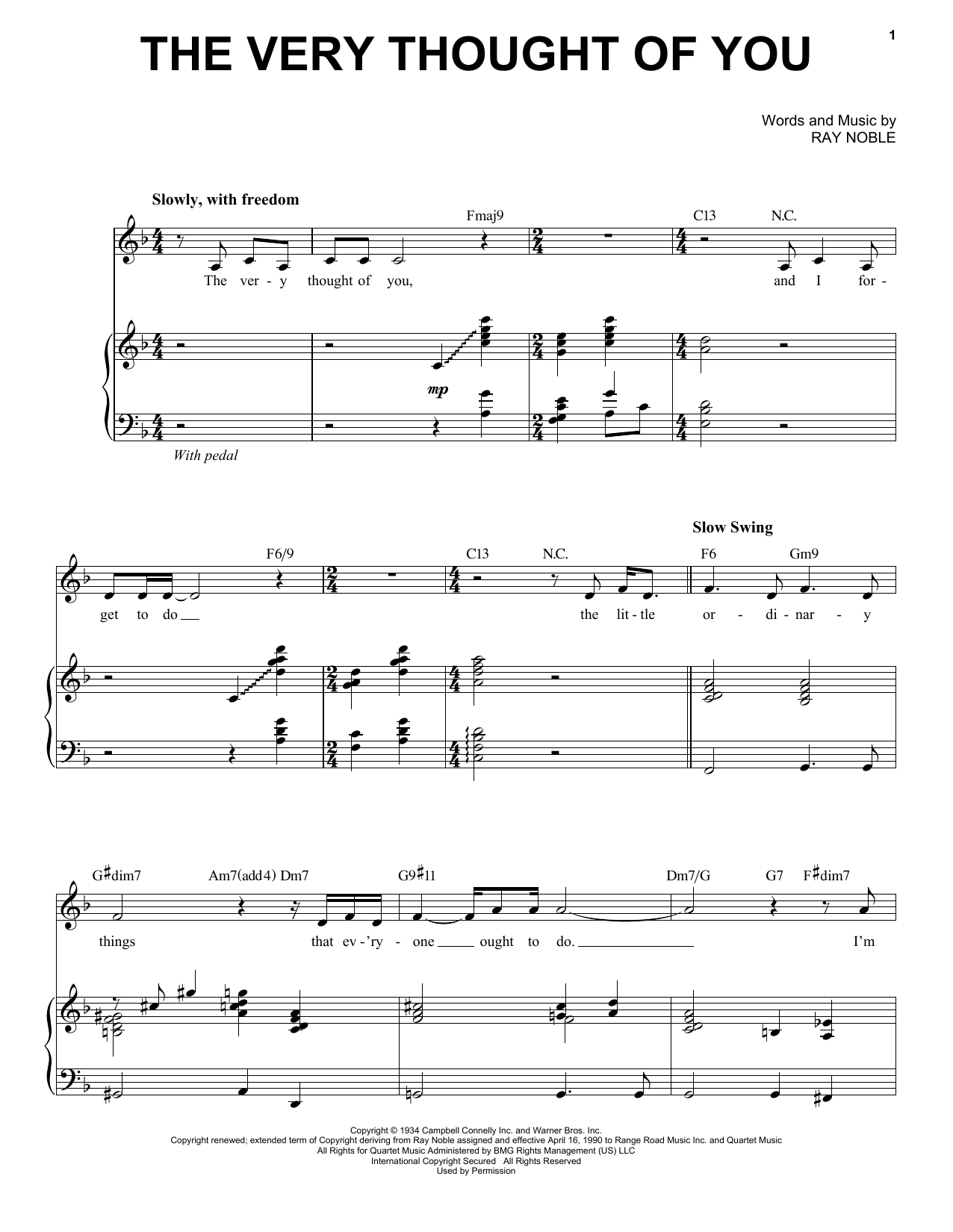 Michael Buble The Very Thought Of You sheet music notes and chords arranged for Piano & Vocal