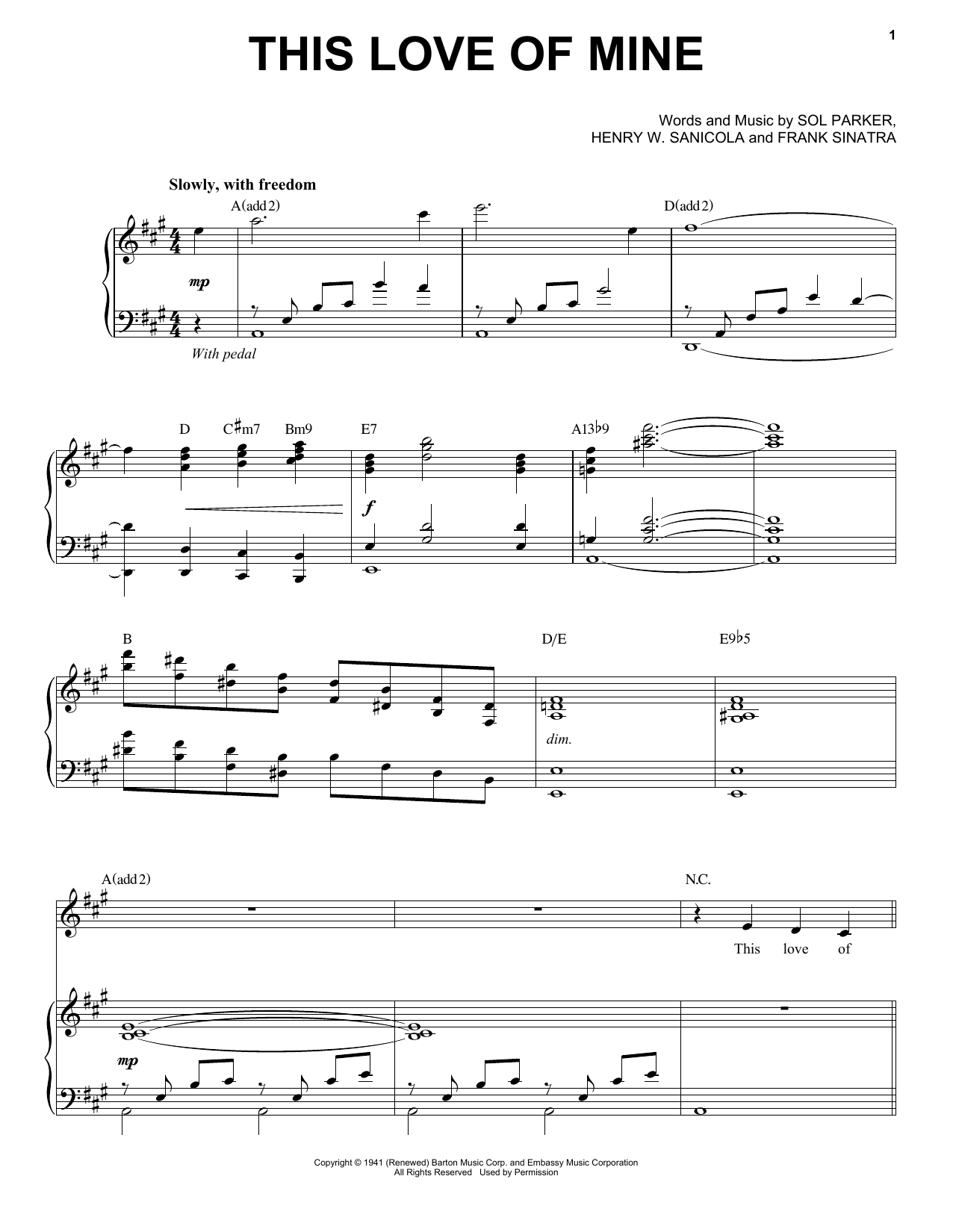 Michael Bublé This Love Of Mine sheet music notes and chords arranged for Piano & Vocal