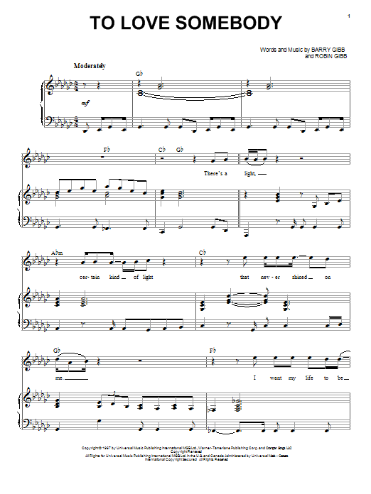 Michael Buble To Love Somebody sheet music notes and chords arranged for Piano, Vocal & Guitar Chords (Right-Hand Melody)