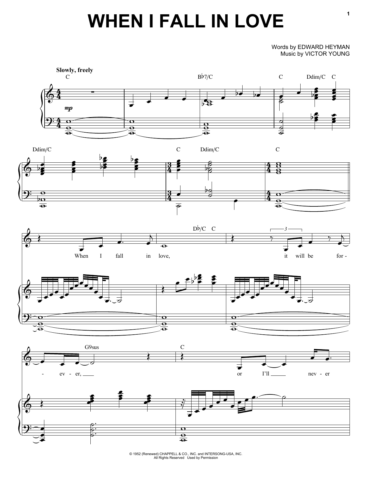 Michael Bublé When I Fall In Love sheet music notes and chords arranged for Piano & Vocal